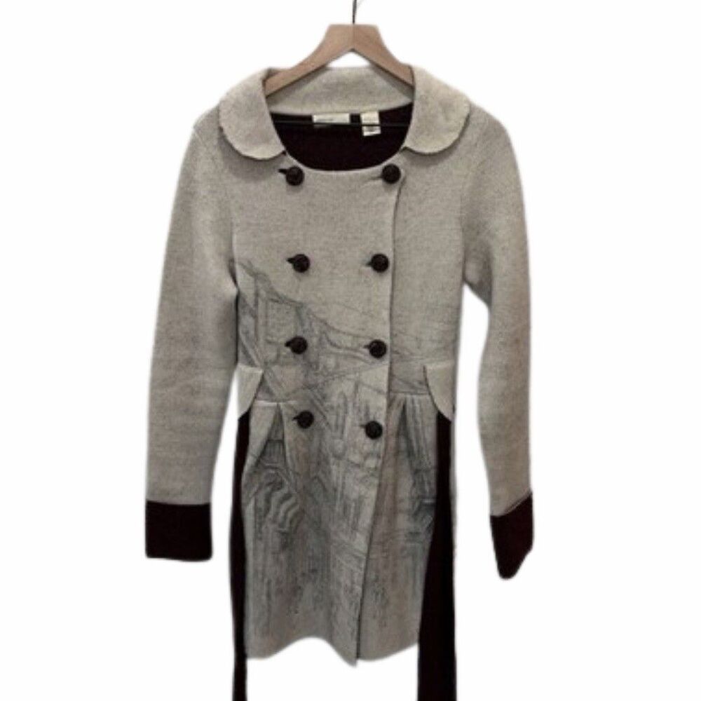 Anthropologie Havana Sweatercoat Cardigan Sleeping On Snow Handpainted Small